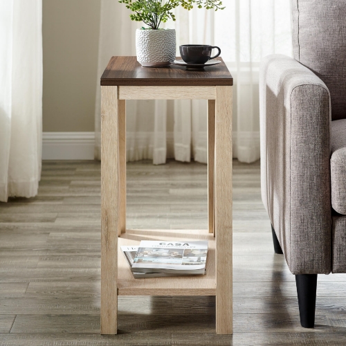 Narrow A Frame Side Table in Dark Walnut & White Oak